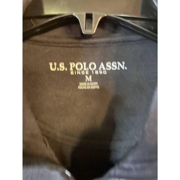 U.S. Polo Assn. Black Full Zip Track Jacket Embroidered Logo Pockets Size Medium - Picture 5 of 7